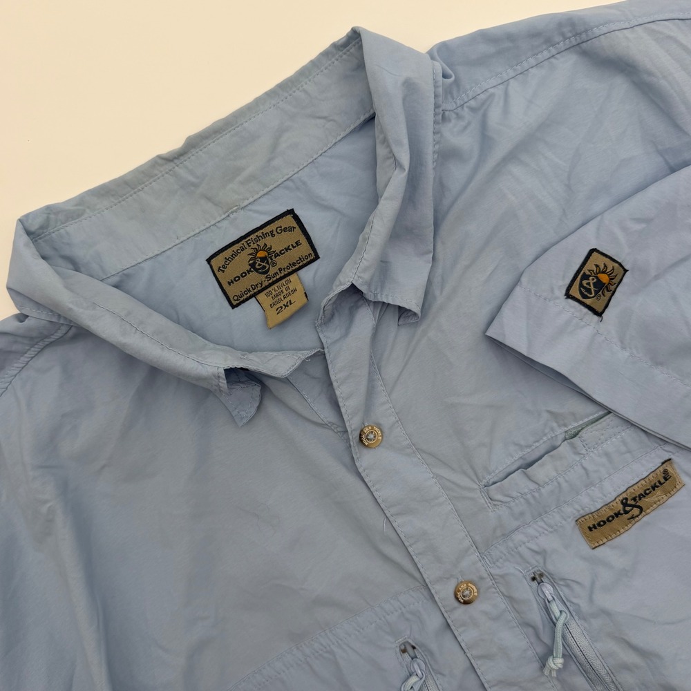 Hook & Tackle Mens 2XL Blue Fishing Shirt Quick Dry Sun Protection M01001S‎